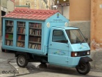 Bibliomotocarro" designed by Antonio Lacava, head of the center of popular culture UNLA in Ferrandina, Italy.
